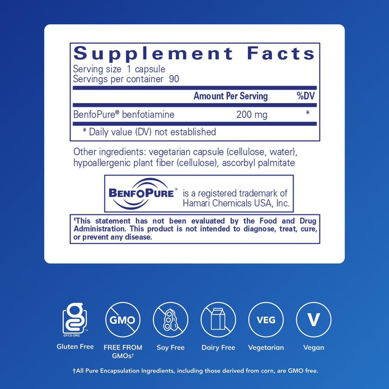 Pure Encapsulations BenfoMax 90's - 200 mg Benfotiamine - Vitamin B1 Thiamin Supplement - Supports Heart & Metabolism Health* - Vegan & Non-GMO - 90 Capsules