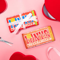 Thumbnail for Tony’s Chocolonely Belgian Milk Chocolate Candy Bar With Caramel & Sea Salt, Chocolate Bars for Snacks, Party Favors, or Gifts, 32% Cacao, Made From Quality Fairtrade Cocoa, 4 Bars, 6.35 Oz Each