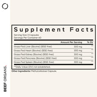 Thumbnail for Codeage Grass Fed Beef Organs Supplement – Glandulars Supplements - Freeze Dried, Non-Defatted, Desiccated Liver, Heart, Kidney, Pancreas & Spleen Bovine Pills – Beef Vitamins - Non-GMO -180 Capsules
