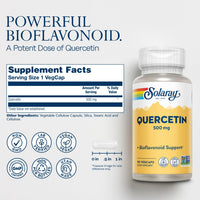 Thumbnail for SOLARAY Quercetin 500mg Capsules - Antioxidants Supplement - Bioflavonoid and Antioxidant Support for Overall Health and Wellness - Non-GMO, Vegan, Lab Verified, 60-Day Guarantee, 90 Servings