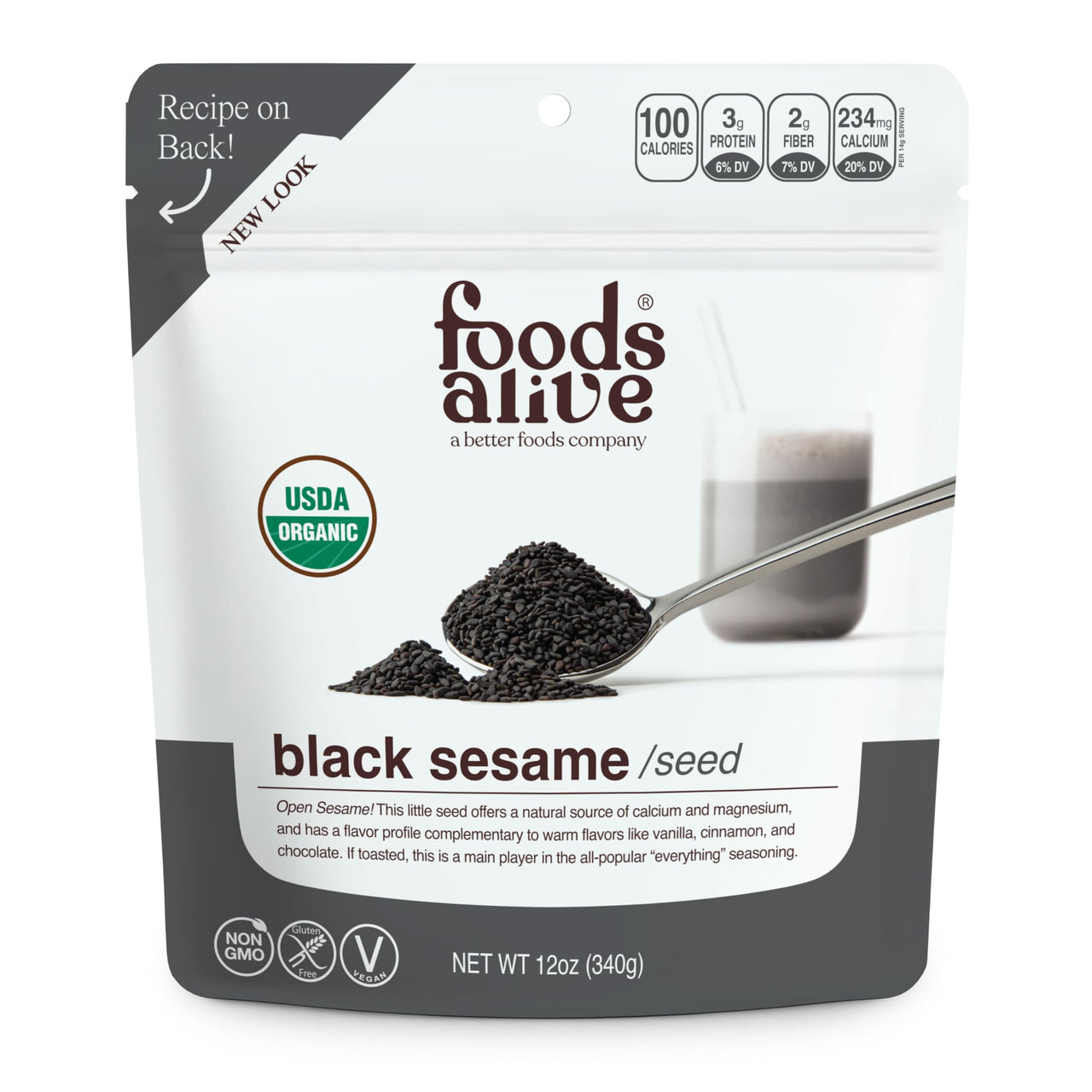 Foods Alive | Organic Black Sesame Seeds | 12 oz