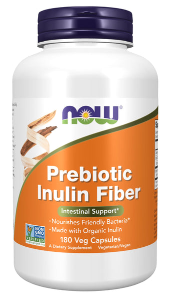 Image 1 of Now Foods Supplements, Prebiotic Inulin Fiber, Intestinal Support*, Nourishes Friendly Bacteria*, Made with Organic Inulin, 180 Veg Capsules