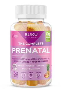 Thumbnail for SUKU Prenatal Multivitamin Gummies – Folate, Calcium, Vitamin D3, B12, K2 – Sugar-Free, Vegetarian, Gluten-Free Pregnancy Support – Pineapple Peach Flavor – 60 Count