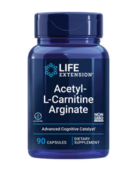 Thumbnail for Life Extension Acetyl-L-Carnitine Arginate, Advanced Brain & Nerve Health, Cellular Energy Support, Gluten-Free, Non-GMO, 90 Capsules