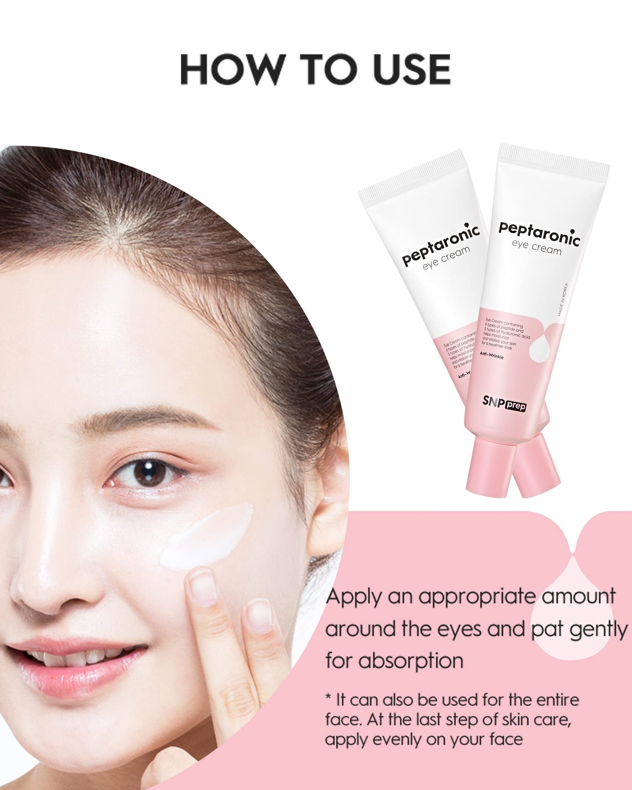 [K Beauty Snp] Peptaronic Eye Cream | Peptide and Hyaluronic Acid Eye Cream | Under Eye Cream for Dark Circles | Eye Repair Cream | Korean Skin Care | Puffy Eyes Treatment | 1.69 Fl Oz