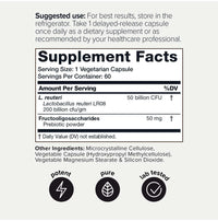 Thumbnail for Toniiq 50 Billion CFU Lactobacillus Reuteri Probiotic 50mg per Serving - L Reuteri Probiotics - Highest CFU Count Lactobacillus Reuteri Probiotic - 60 Vegetarian Capsules - 60 Servings