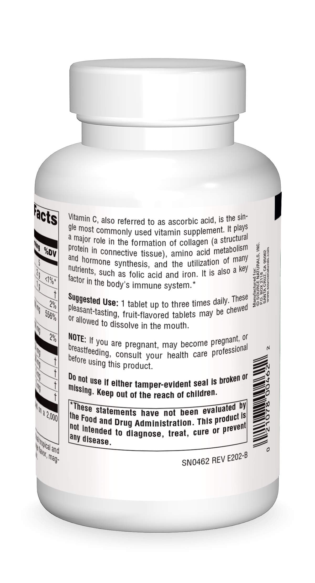 Source Naturals Chewable C, Acerola Cherry 500 mg for Immune System Support - 100 Fruit Flavored Tablets