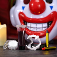Thumbnail for BOBISUKA Halloween Vampire Makeup Kit with White Face & Body Paint, Fake Blood, Black and Red Face Paint Crayon and Fake Teeth SFX Makeup Set for Zombie Wounds Clown Cosplay Special Effects Makeup