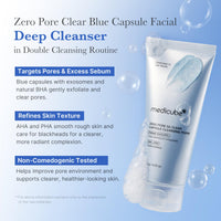 Thumbnail for medicube Zero Pore Clear Blue Capsule Facial Deep Cleanser for Skin Texture, Blackhead & Pore Care | AHA, BHA & PHA for Double Cleansing, Daily Gentle Face Wash, Korean Skincare | 120g / 4.23 oz