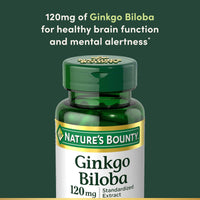 Thumbnail for Nature's Bounty Ginkgo Biloba Capsules 120mg, Memory Support Supplement, Supports Brain Function and Mental Alertness, 100 Capsules
