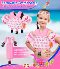 Thumbnail for MoKo Swim Arm Floaties 15-30 lbs, Toddler Swim Vest for Kids Cartoon Swimming Water Wings with Crotch Strap, Pool Float Vests Sleeves Shoulder Straps Arm Band for Children, Baby Pink Whale