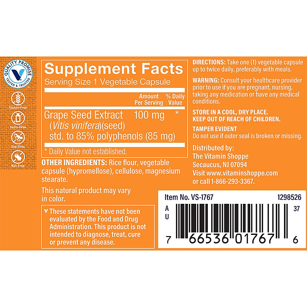 The Vitamin Shoppe Grape Seed Extract (60 Capsules)