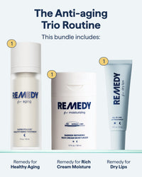 Thumbnail for Remedy The Anti-Aging Trio | Complete 3-Piece System | Healthy Aging Treatment, Rich Moisture Cream & Lip Balm | Retinol, Ceramides, Peptides, Niacinamide | Created by Dermatologist Dr. Shah | Vegan