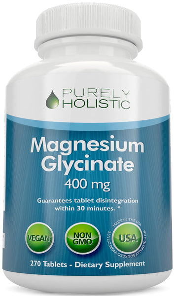 Magnesium Glycinate 400mg | 4+ Month Supply | Sleep, Relaxation & Muscle Support | High Absorption Chelated Magnesium Supplement for Women & Men | Gentle on Digestion | Vegan | 270 Tablets