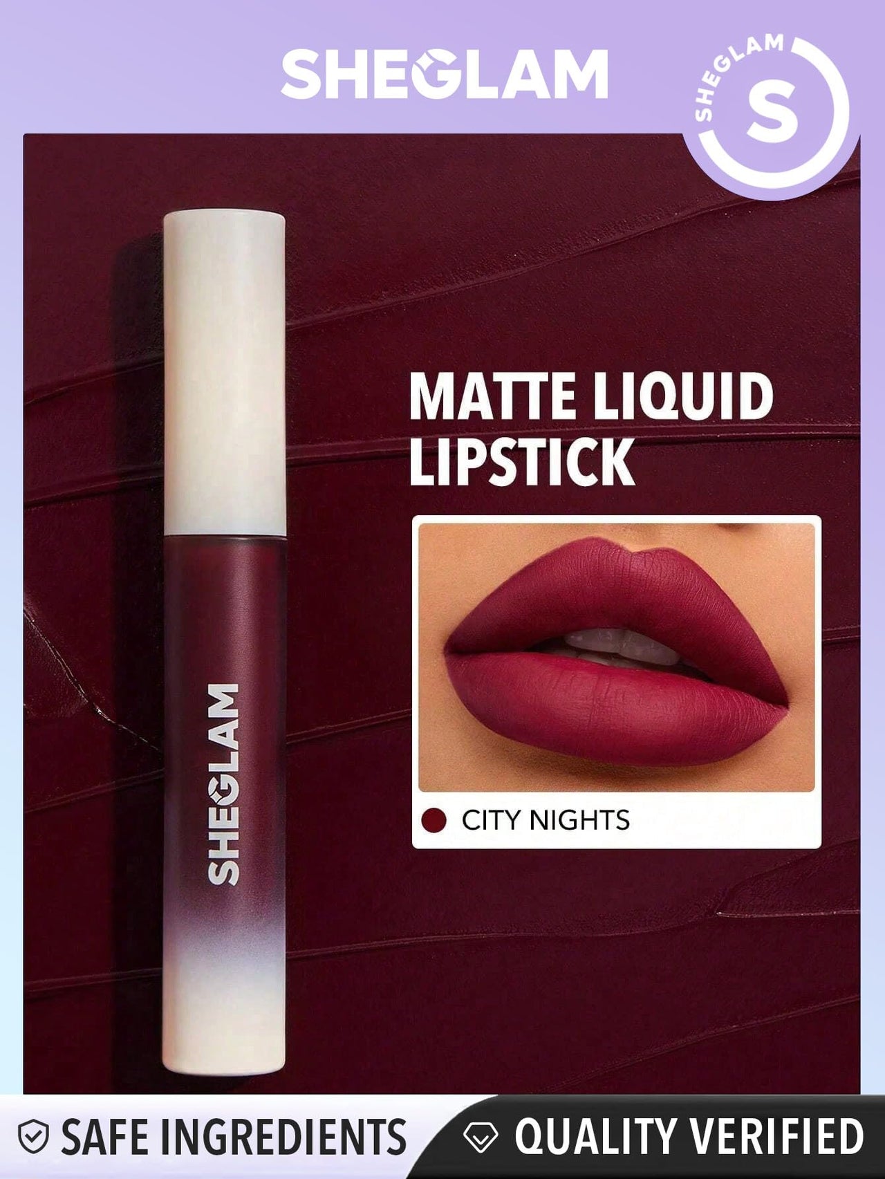 SHEGLAM Matte Allure Liquid Lipstick Long Lasting High Pigment Lipstick Nourishing Sunflower Oil Reduce Lip Care-City Nights