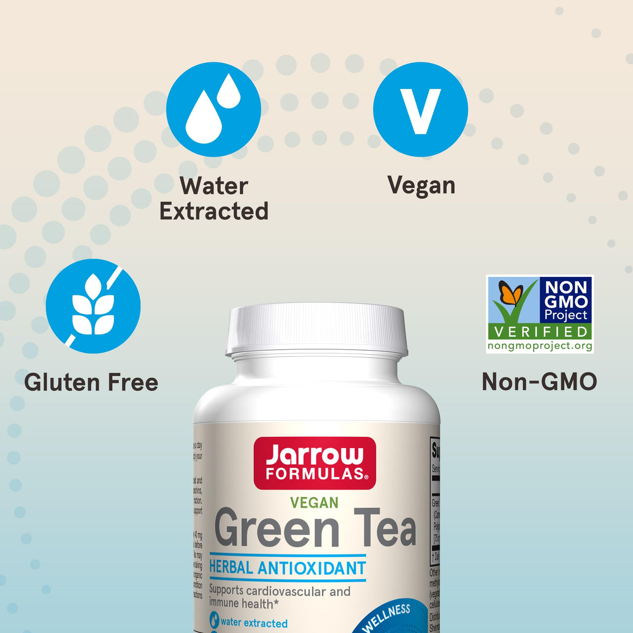 Jarrow Formulas Green Tea Herbal Antioxidant 500 mg, Dietary Supplement, Cardiovascular and Immune Health, 100 Capsules, 100 Day Supply