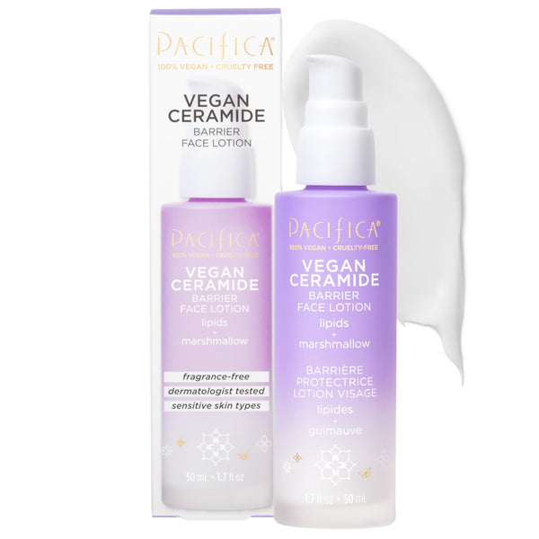 Pacifica Vegan Ceramide Barrier Repair Face Lotion, Hydrating, Lightweight Moisturizer, For Dry Skin, Dermatologist Tested, Safe for Sensitive Skin, Fragrance Free, 100% Vegan + Cruelty Free