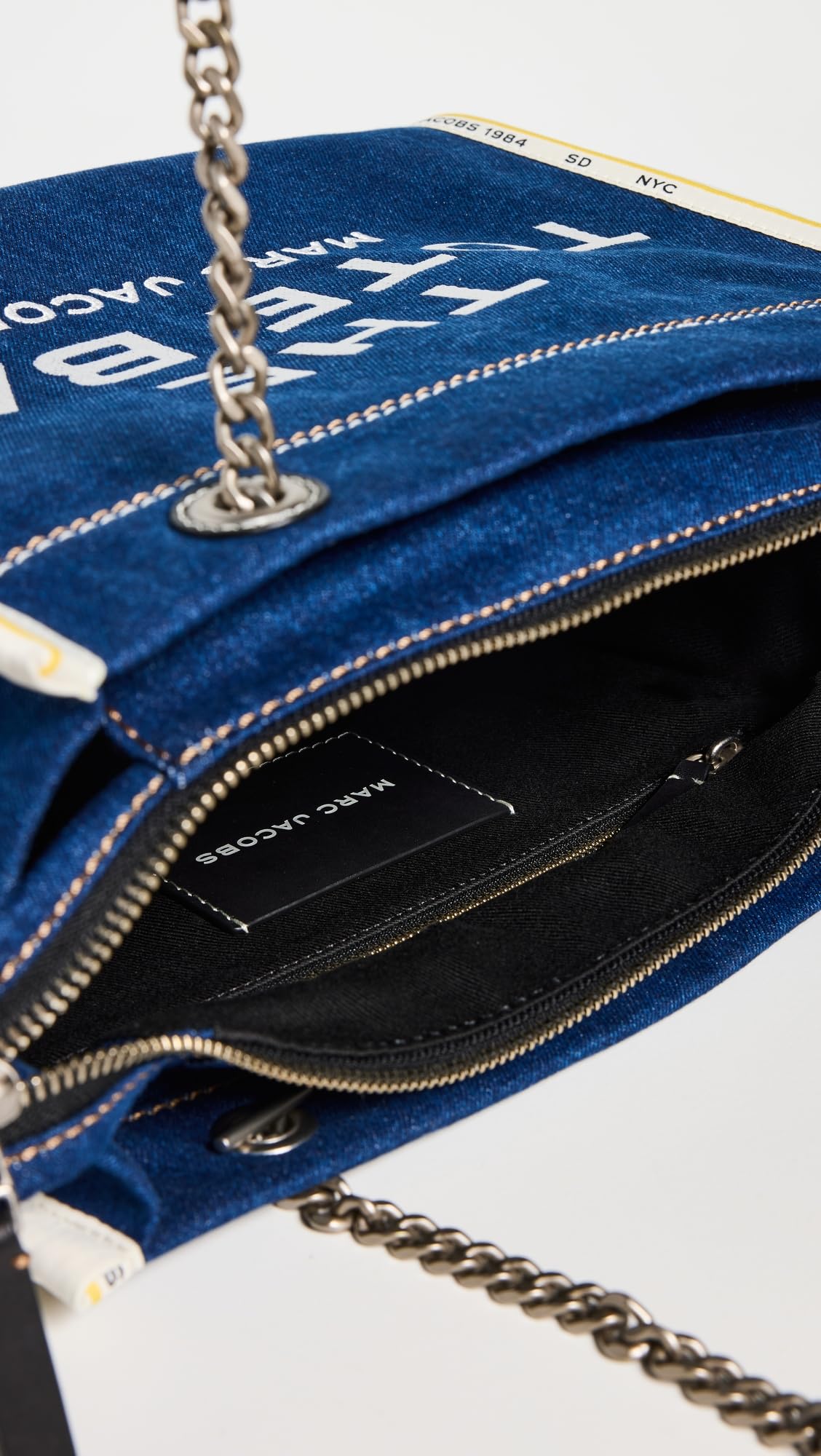 Marc Jacobs Womens The Denim Chain Medium Tote Bag Dark Wash Onesize