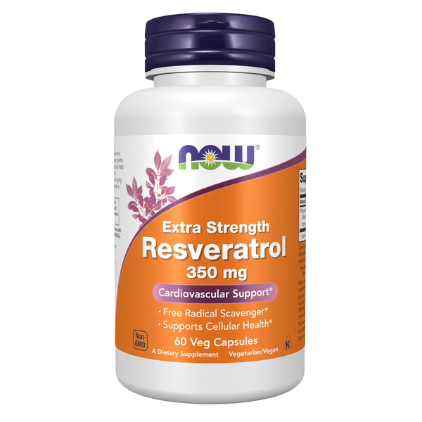 NOW Foods Supplements, Extra Strength Resveratrol 350mg, Natural Trans Resveratrol from 700 mg Japanese Knotweed Extract, 60 Veg Capsule