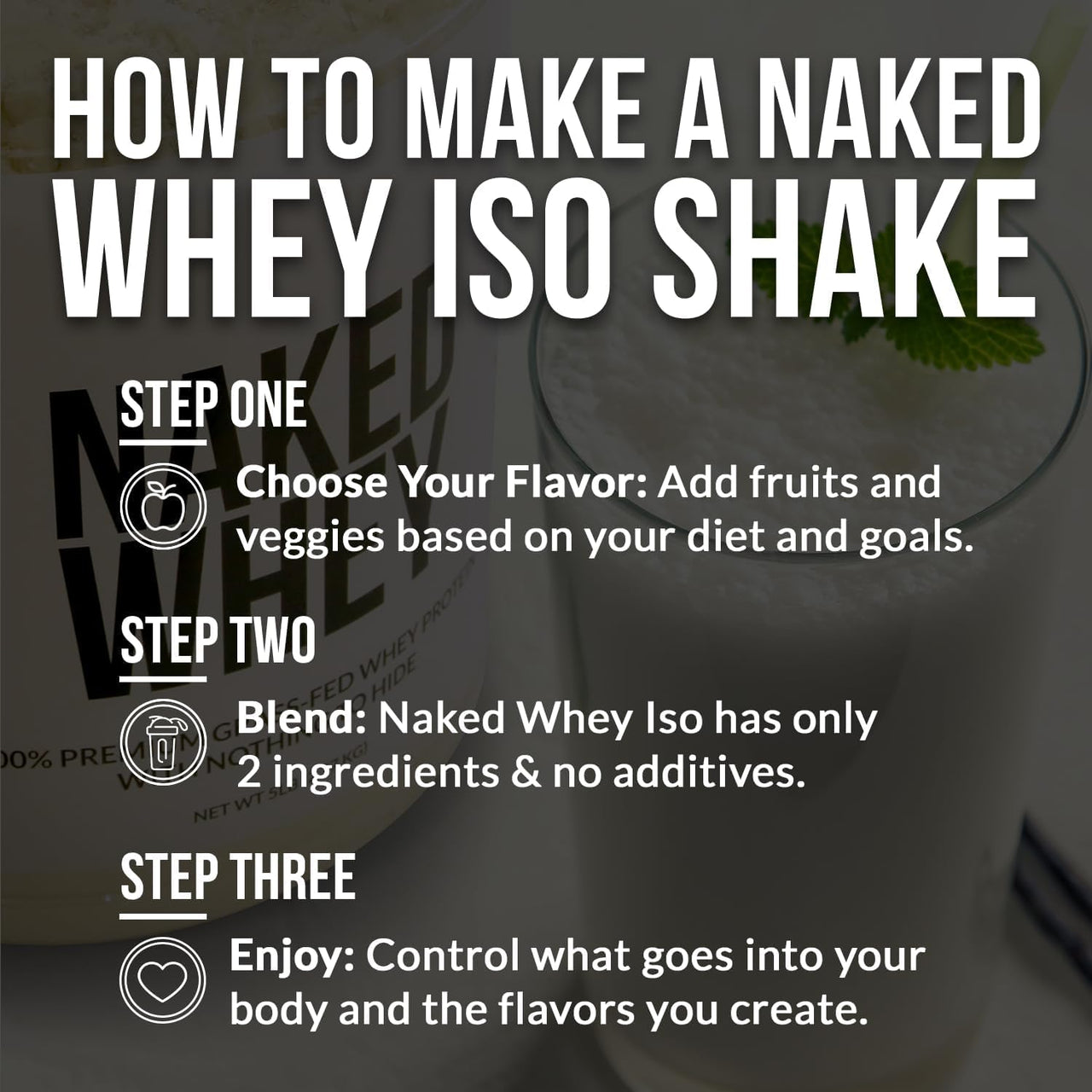 NAKED Vanilla Whey Isolate Protein - Only 4 Ingredients, 30g Grass-Fed Protein, Undenatured, No GMO, No Soy, Gluten-Free, No Preservatives - 24 Servings