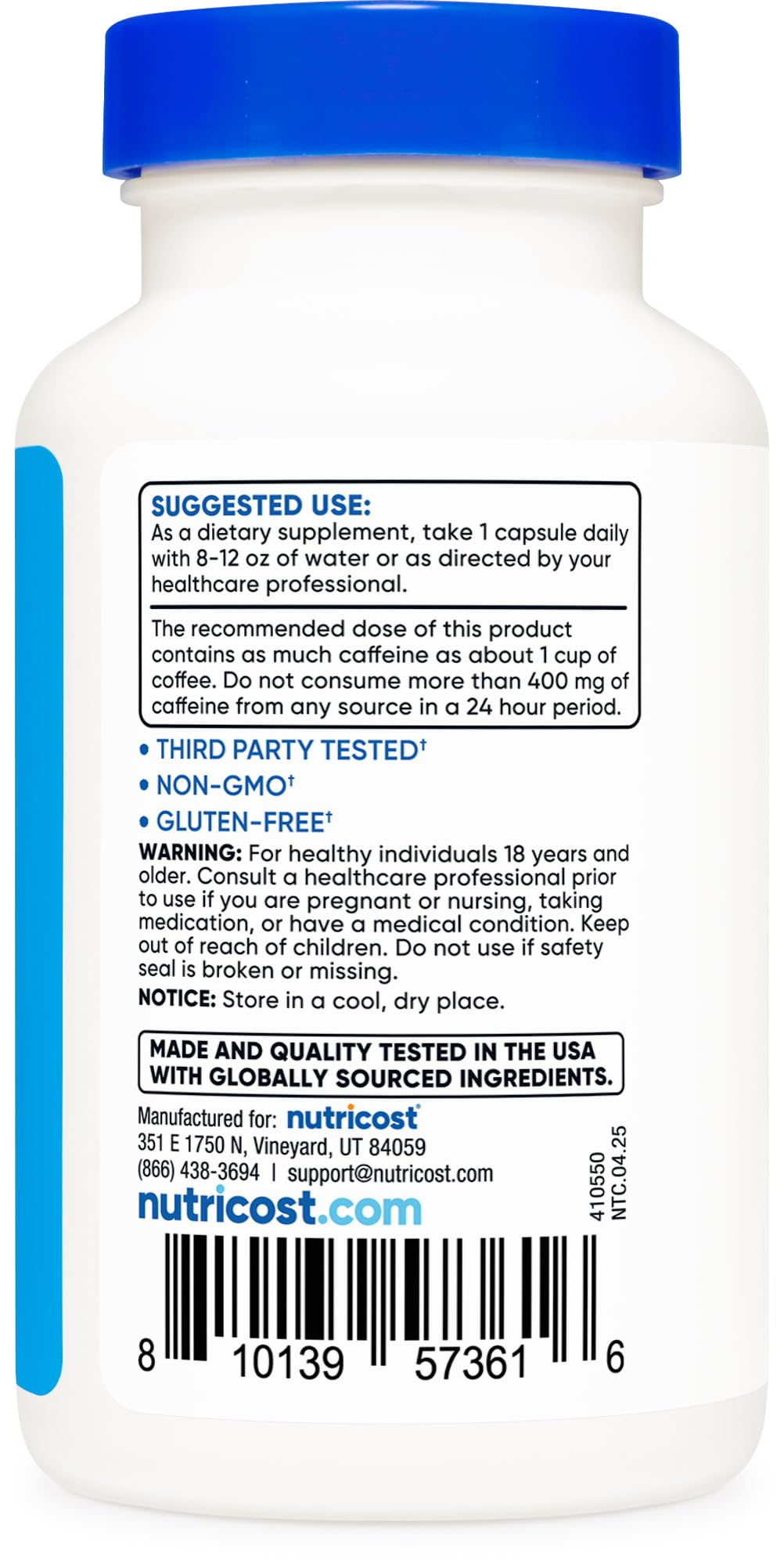 Nutricost Natural Energy Pills Complex 120 Capsules, 100mg Caffeine - Gluten Free - Non-GMO
