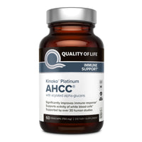 Thumbnail for Quality of Life Premium Kinoko Platinum AHCC Herbal Supplement, 750mg per Capsule, for Immune Support, Liver Function, Maintains Natural Killer Cell Activity, Pack of 1, 60 Veggie Capsules