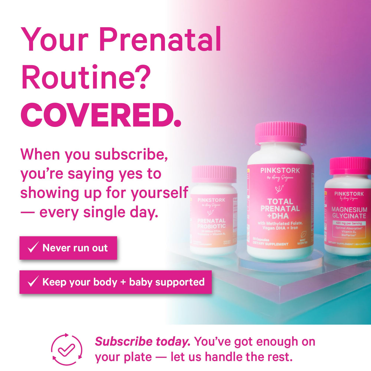Pink Stork Total Prenatal Vitamins with DHA, Folate, Iron, Choline, and Vitamin B12 - Prenatals for Women to Support Fetal Development, Pregnancy Essentials, Berry Essence, 60 Capsules, 1 Month Supply