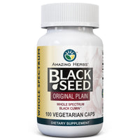 Thumbnail for Amazing Herbs Whole Spectrum Black Seed Original Plain, Vegetarian Capsules - Gluten Free, Non GMO, Cold Pressed Nigella Sativa Aids in Digestive Health - 100 Count, 475mg