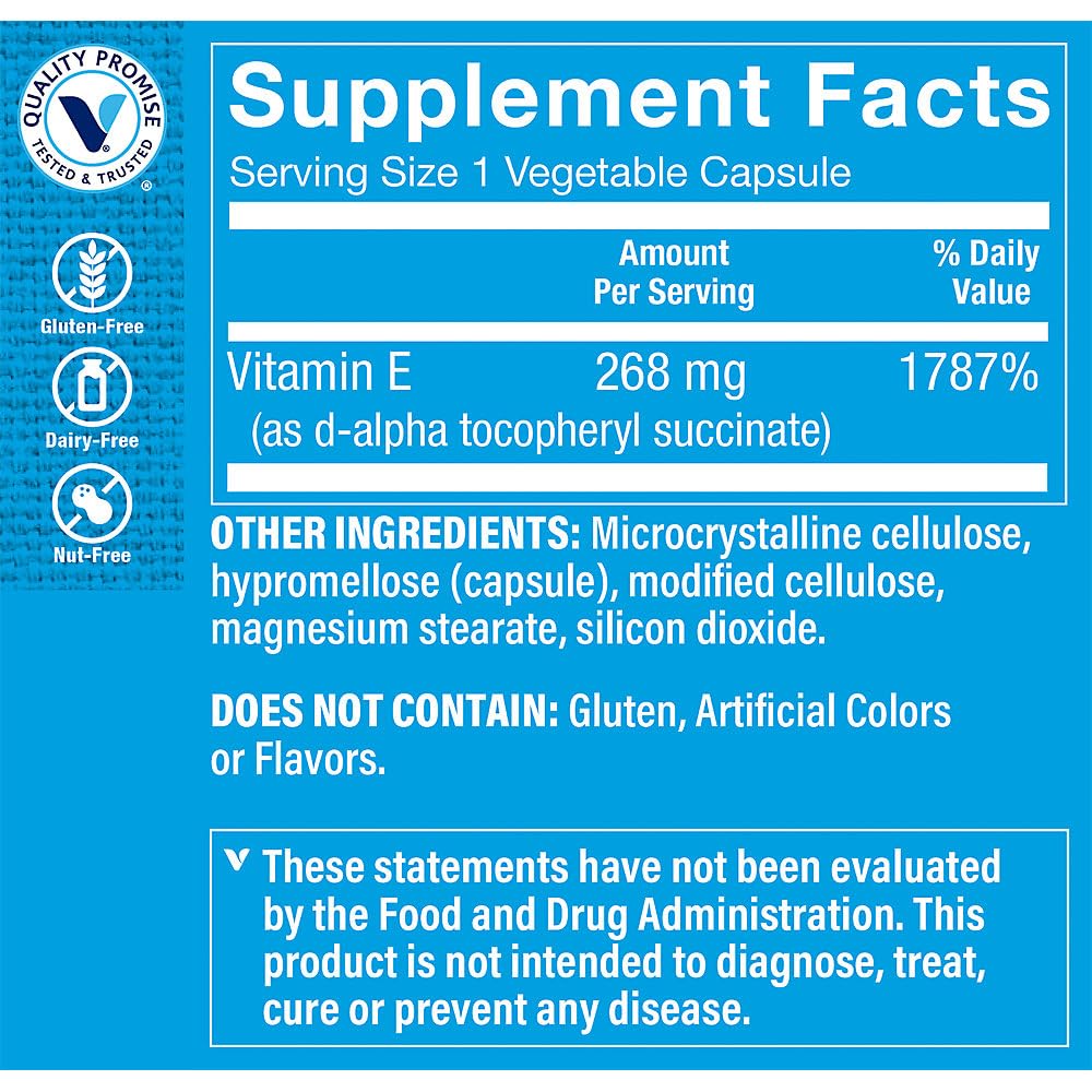 The Vitamin Shoppe Vitamin E 400IU - Antioxidant Support for Skin Health & Immune Function, Daily Vitamin (100 Capsules)