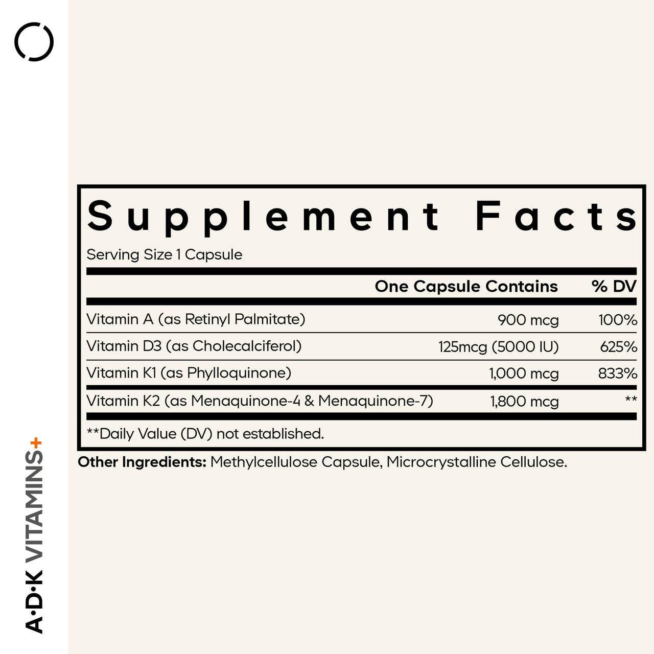 Codeage ADK Vitamins Supplement - Essential Vitamin A, D3 5000 IU, K1 & K2 (MK4 & MK7) - 6-Month Supply - 1 Capsule per Serving, Non-GMO, Gluten-Free - 2-Pack