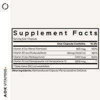 Thumbnail for Codeage ADK Vitamins Supplement - Essential Vitamin A, D3 5000 IU, K1 & K2 (MK4 & MK7) - 6-Month Supply - 1 Capsule per Serving, Non-GMO, Gluten-Free - 2-Pack
