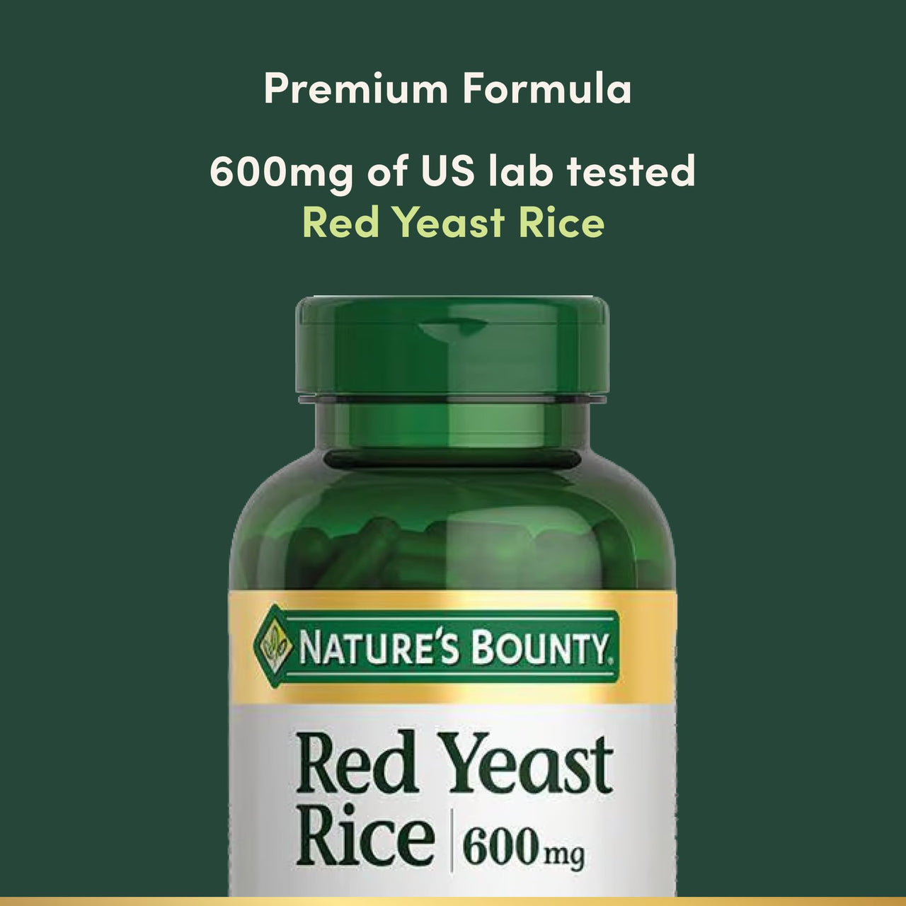 Nature's Bounty Red Yeast Rice, Herbal Supplement, 600mg, 250 Capsules
