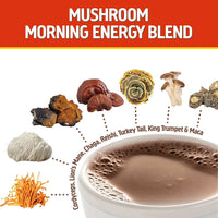 Thumbnail for OM MUSHROOM SUPERFOOD Morning Energy Blend – Caffeine-Free Powder with Cordyceps, Lion’s Mane, Rhodiola & Vitamin D2 – Supports Energy, Focus & Endurance – 8.47 oz Canister (30 Servings)