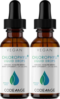 Thumbnail for Codeage Chlorophyll Liquid Drops Supplement, Immune Support, Skin Care, Certified Organic Vegetable Glycerin Water, Liquid Chlorophyll, Organic Peppermint Flavor Clorofila, Vegan - 2 Pack