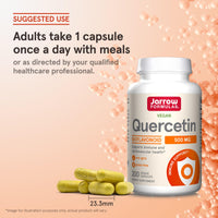 Thumbnail for Jarrow Formulas Quercetin 500mg Capsules - 200 Veggie Caps - Supports Antioxidant Status, Cardiovascular Health & Immune Health - 200 Servings