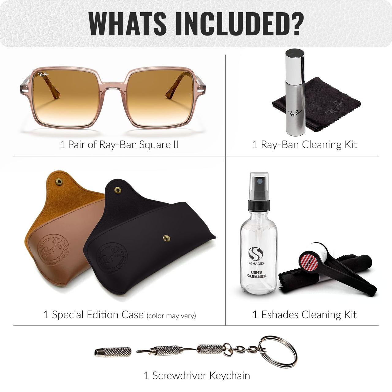 Ray-Ban RB1973 SQUARE II Square Shaped Non-Polarized Sunglasses for Women – Includes Official RAYBAN Eyewear Kit – Ideal Formal & Casual Wear Sunglasses – Light Brown Gradient Lens