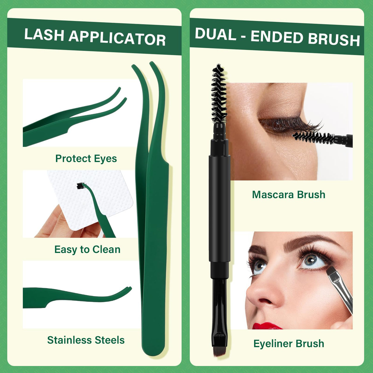 KEYYOU Lash Clusters Kit 144pcs Thick Volume D Curl Lash Clusters Lash Extension Kit with Mascara Brush Bond and Seal Lash Glue Remover Lash Applicators Lash Brush for DIY Lash Extensions (Y02 Kit)