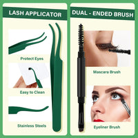 Thumbnail for KEYYOU Lash Clusters Kit 144pcs Thick Volume D Curl Lash Clusters Lash Extension Kit with Mascara Brush Bond and Seal Lash Glue Remover Lash Applicators Lash Brush for DIY Lash Extensions (Y02 Kit)