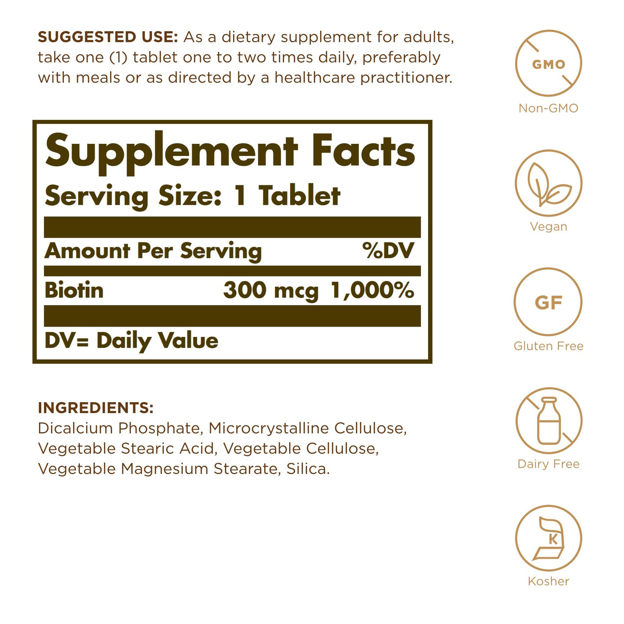 Biotin 300mcg Solgar 100 Tabs