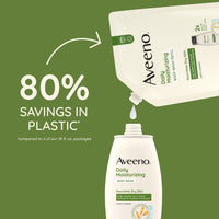 Thumbnail for Aveeno Daily Moisturizing Body Wash for Sensitive Skin + Prebiotic Oat, Gently Cleanses, Nourishes & Feels Moisturizing Dry Skin, Light Fragrance, Refill Pouch, 36 fl. oz