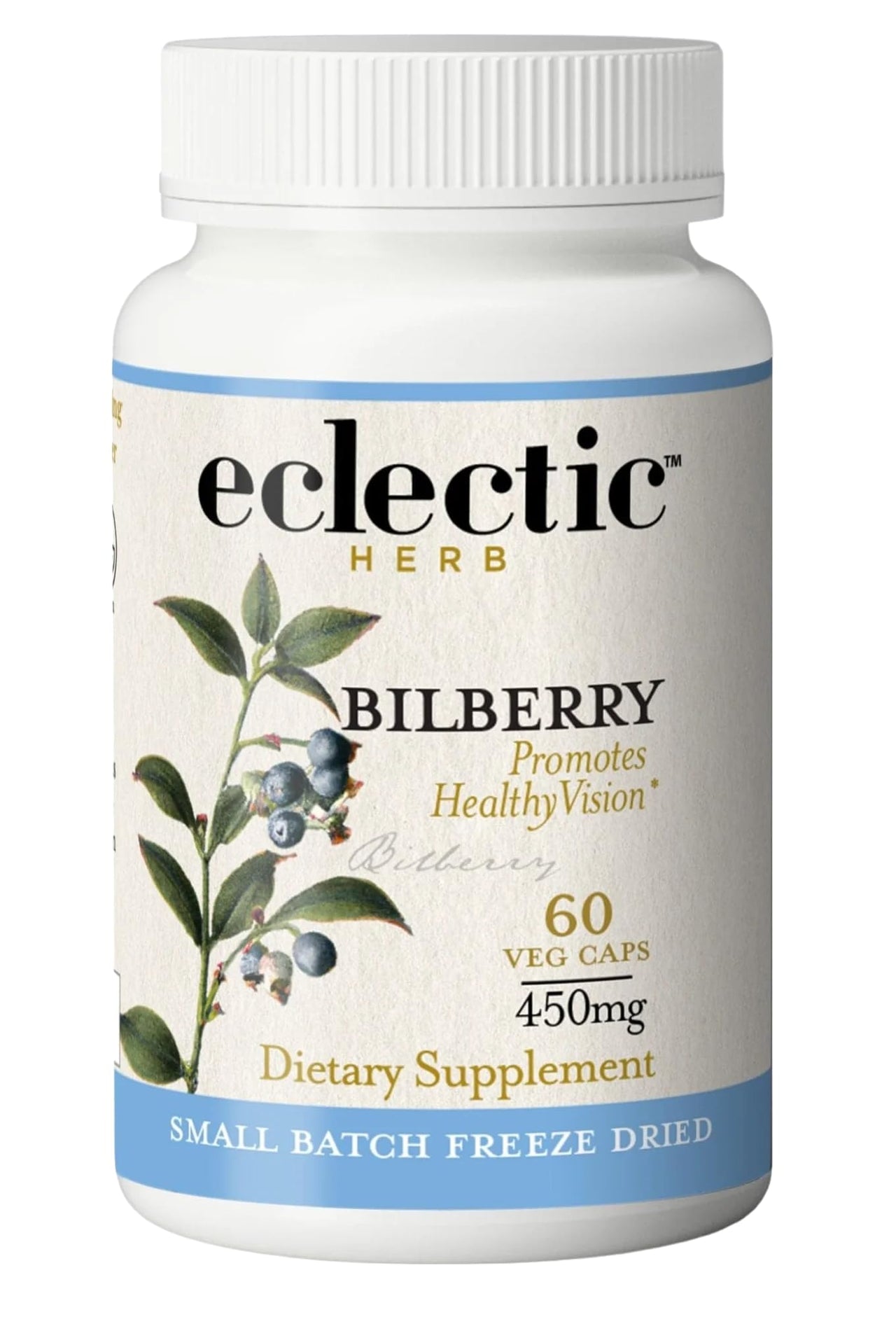 Eclectic Herb - Bilberry Capsules | Vision Health, Cardiovascular Support & Circulation | Superfood Vitamin & Mineral Supplement | Raw, Freeze Dried, Vegan, Non-GMO, Gluten Free (60 CT | 450 mg)
