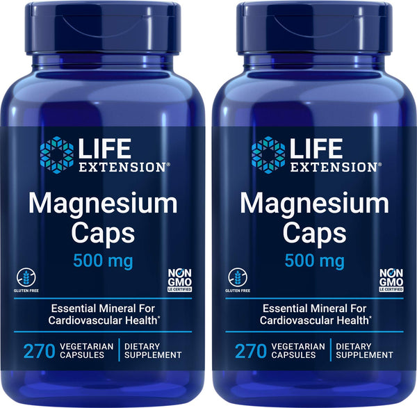 Life Extension Magnesium Caps 500mg, 270 Capsules (Pack of 2) - Non-GMO, Mag Complex Supplement w/Oxide, Citrate, Succinate