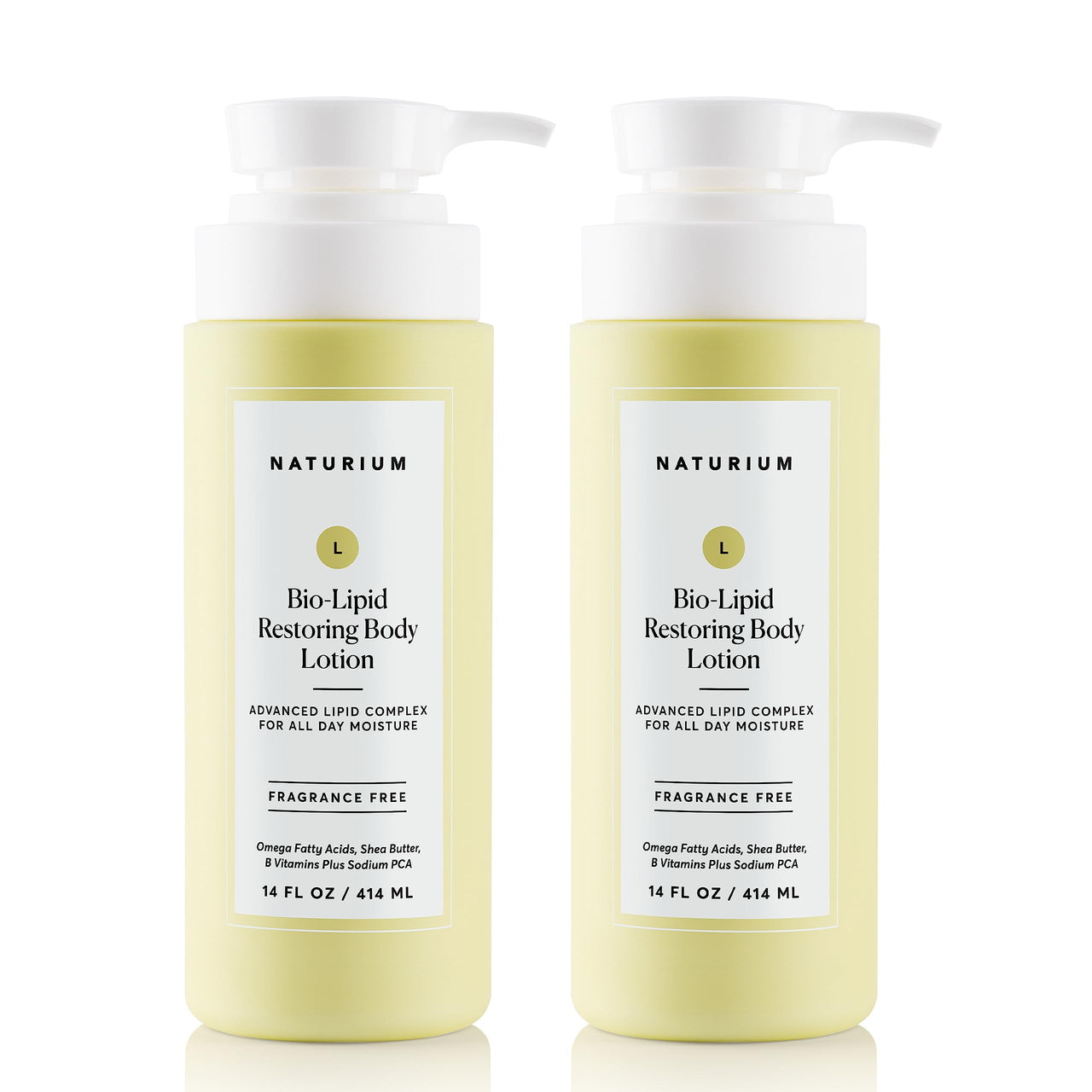 Naturium Bio-Lipid Restoring Moisturizing Body Lotion with Shea Butter, Fragrance Free, 14 oz (Duo 2-Pack)
