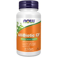Thumbnail for NOW Supplements, AlliBiotic CF™, with Garlic Extract, Olive Leaf Extract, Elderberry & Oregano, Non-Drowsy Formula, 60 Softgels