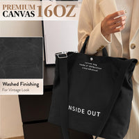 Thumbnail for Large Tote Bag for Women, Canvas Bag Women Gift, Fashion Crossbody 16oz Cotton Bag, Large Capacity Shoulder Bag