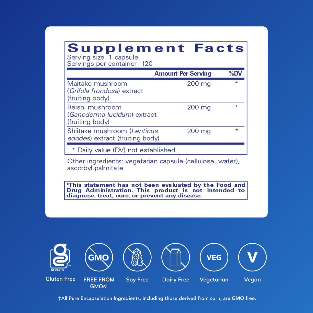 Pure Encapsulations M/R/S Mushroom Formula | Hypoallergenic Supplement Promotes Immune Health and Provides Broad-Spectrum Physiological Support* | 120 Capsules