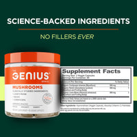 Thumbnail for Genius Mushroom Supplement - Full-Spectrum Lion’s Mane, Cordyceps, Reishi -Daily Brain Nootropic for Energy, Focus, Memory & Overall Wellness - 180 Capsules – Organic for Mental Clarity & Performance