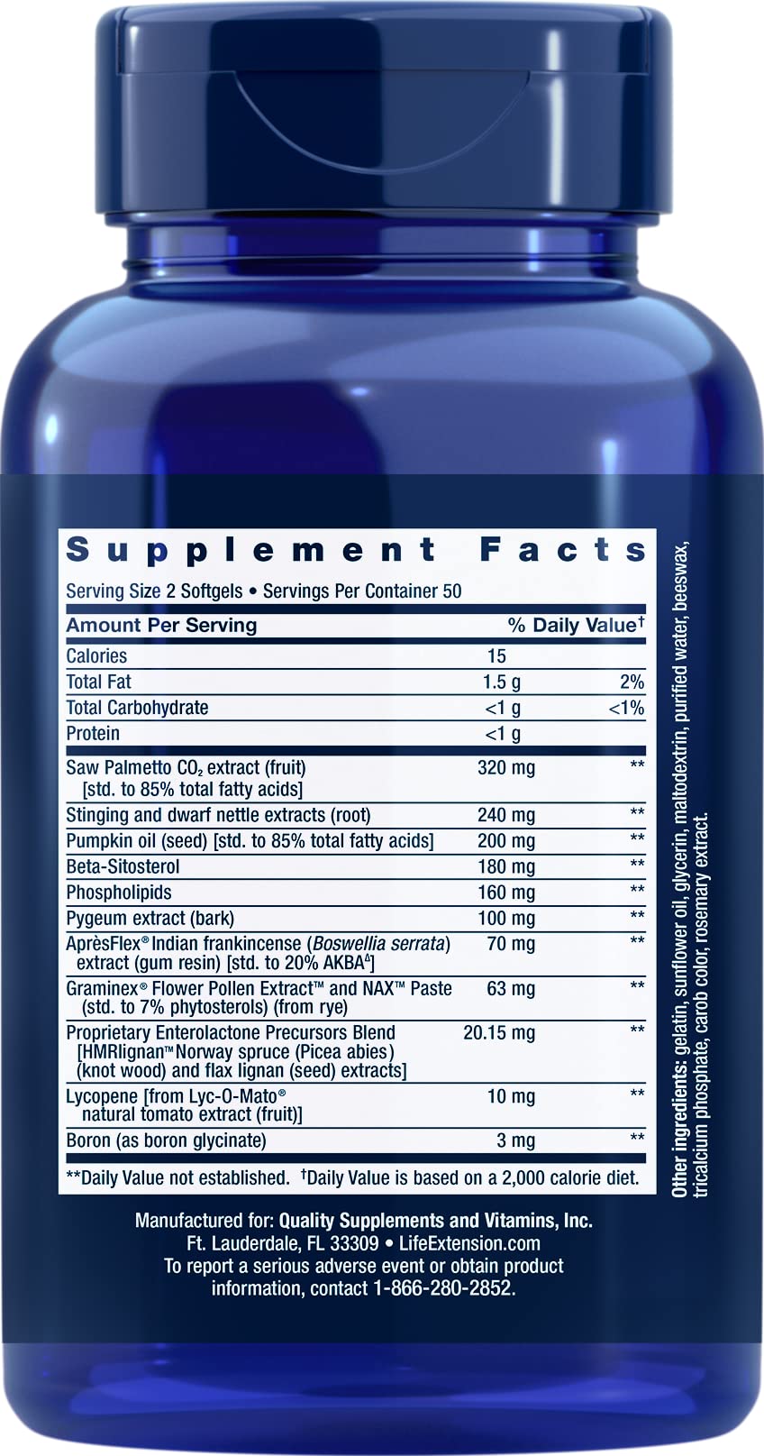 Life Extension Ultra Prostate Formula, 100 Softgels, Natural Supplement for Men