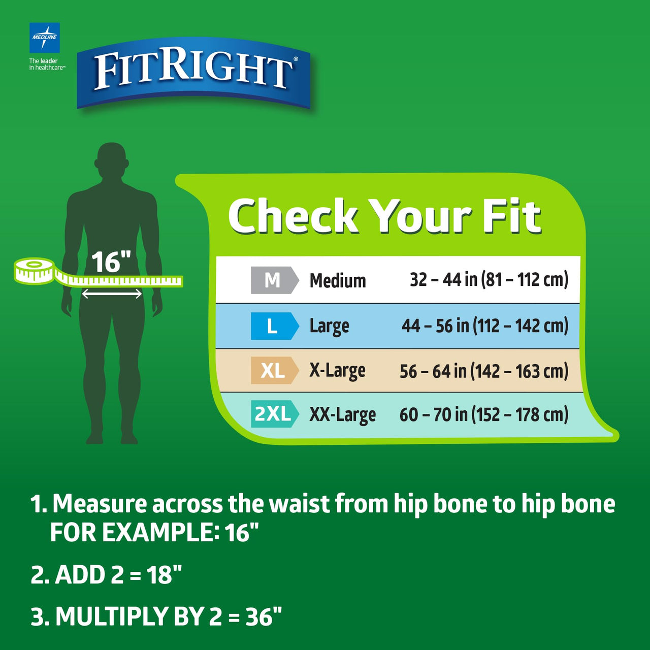 FitRight Extra+ Adult Diapers, Disposable Incontinence Briefs, Leak-Proof Diaper, Absorbent Briefs For Men and Women, Maximum Protection, Medium, 32 – 44 in, 20 briefs per bag