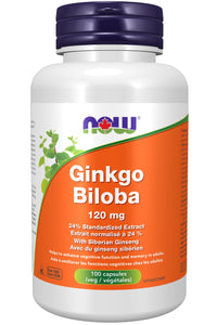Thumbnail for NOW Foods Supplements, Ginkgo Biloba 120 mg, Double Strength, Non-GMO Project Verified, 100 Veg Capsules